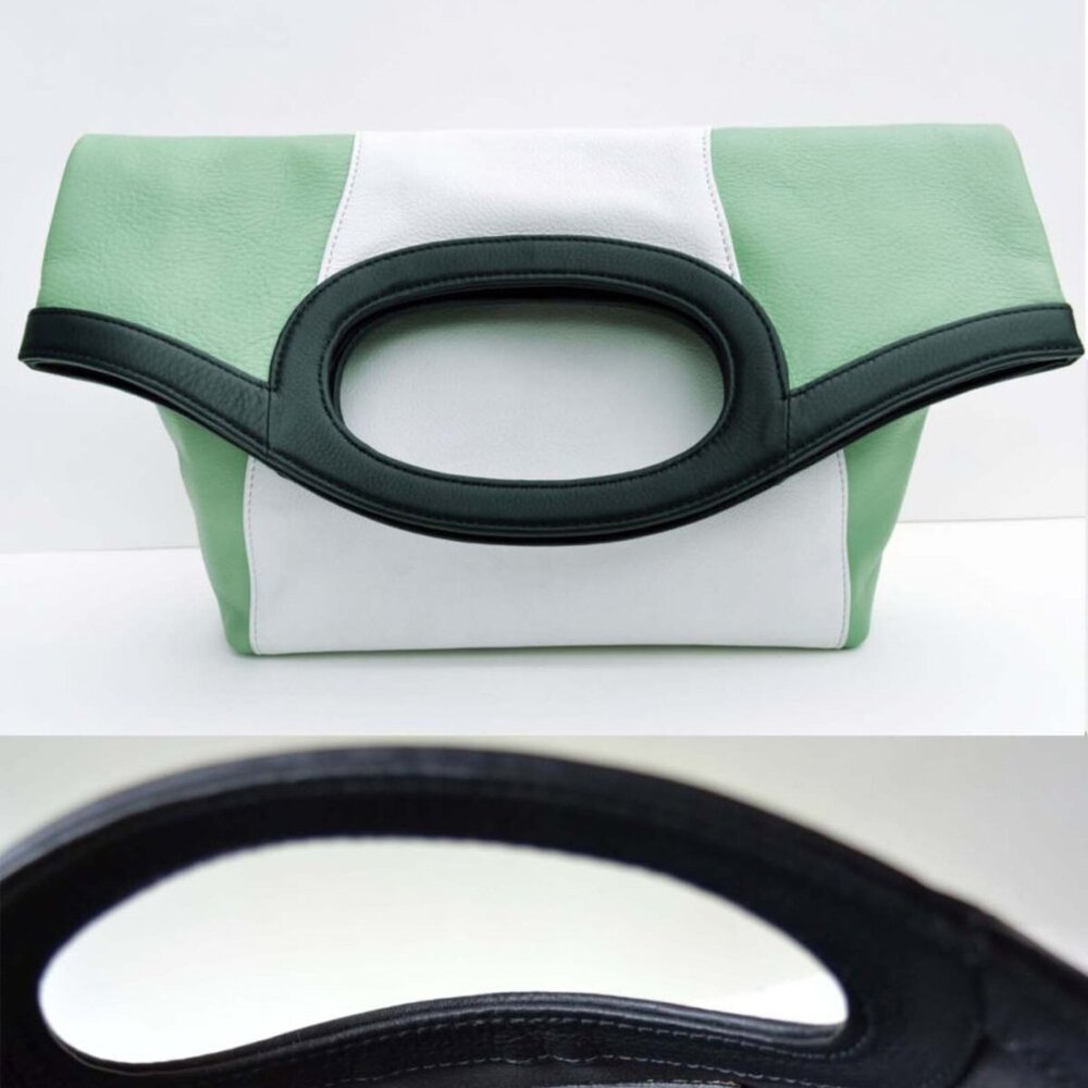 Leather Tote Bag Classic two tone Crossbody Clutch New